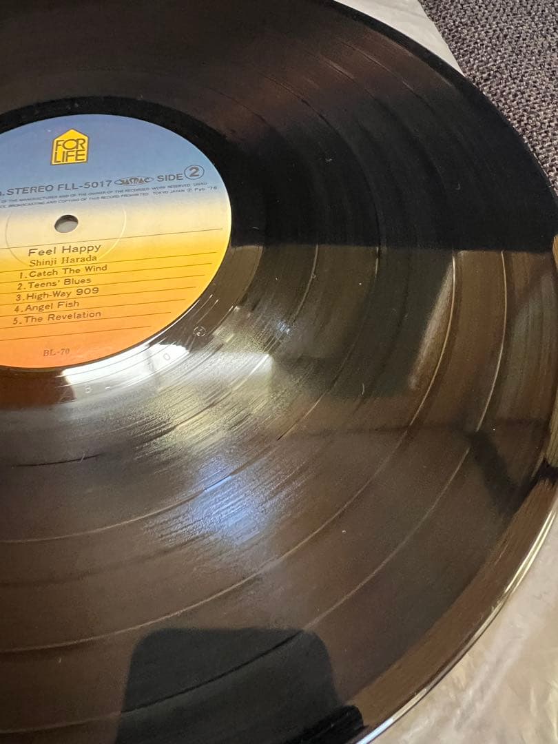 原田真二 LPレコード邦楽『Feel Happy』1978年 帯付き サイン