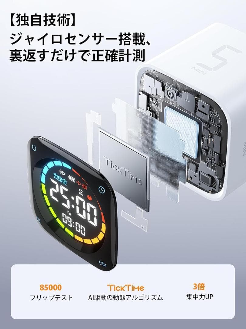 キューブタイマー ポモドーロタイマー ミニPC外観 イヤル式操作 3段音量調整