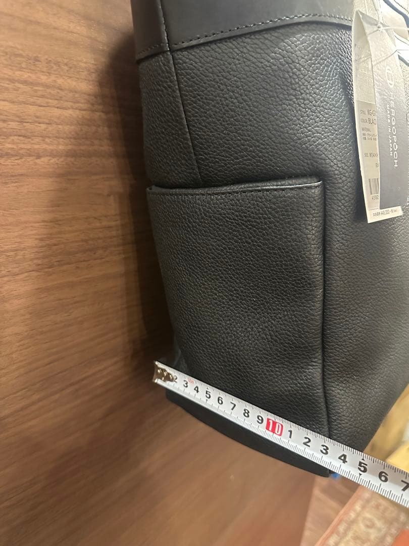 HERGOPOCH レザー トートバッグ 黒 外ポケット付き 未使用品
