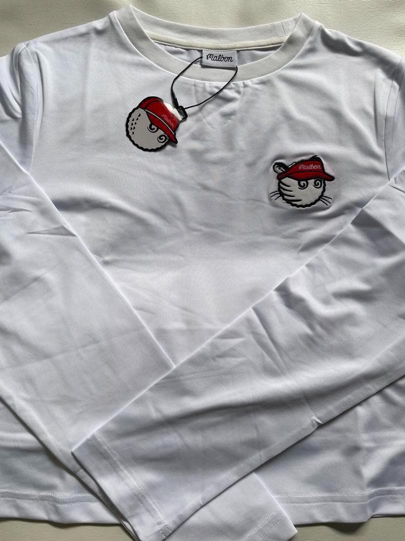 長袖Tシャツ MALBON GOLF マルボン ゴルフ 長T ホワイト 白T 白