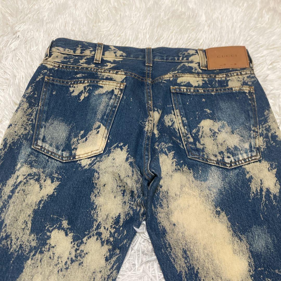 美品✨現行GUCCI グッチ　ブリーチ加工　デニムパンツ　30インチ　スタッズ