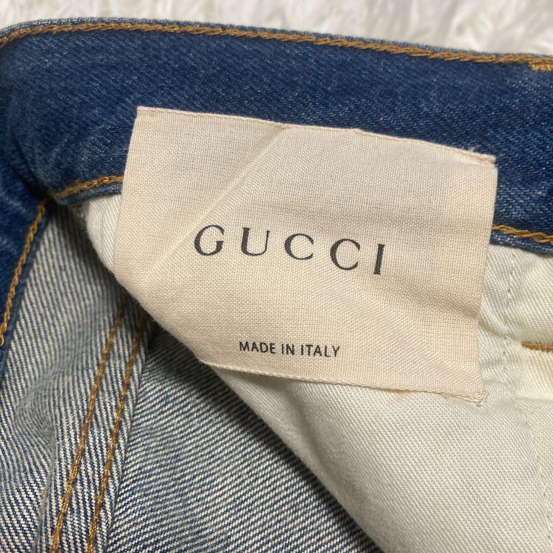 美品✨現行GUCCI グッチ　ブリーチ加工　デニムパンツ　30インチ　スタッズ