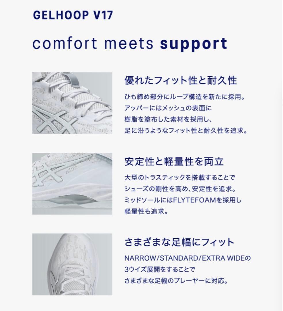美品★アシックス GELHOOP V17 EXTRA WIDE 24cm バスケ