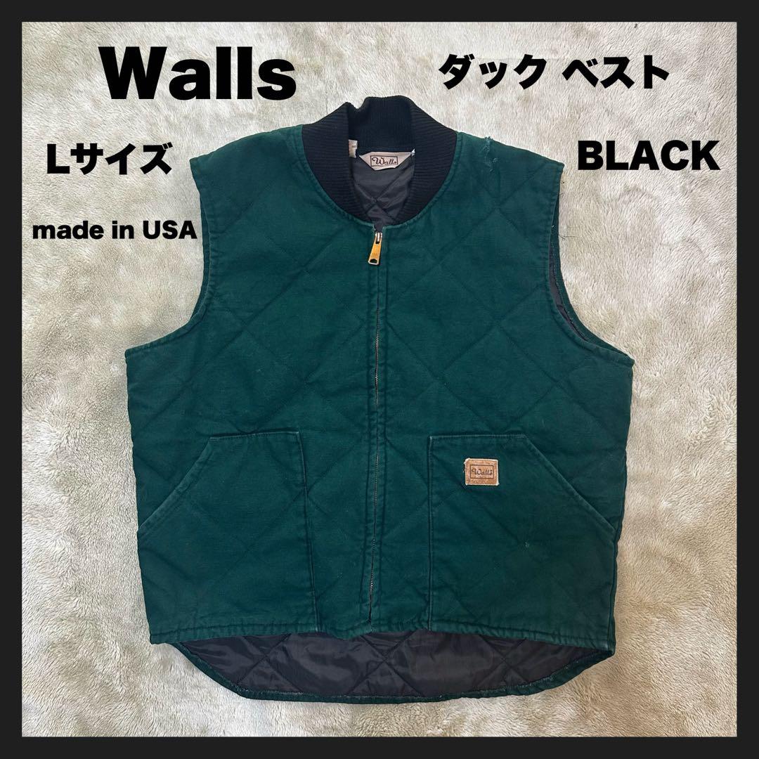 【鬼フェード USED】 Walls ダック ベストブラック L USA製