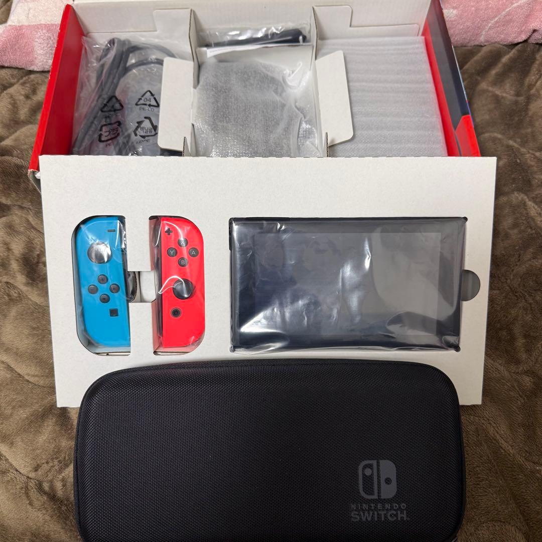 【美品】Nintendo Switch 本体(箱あり)+純正ケースセット