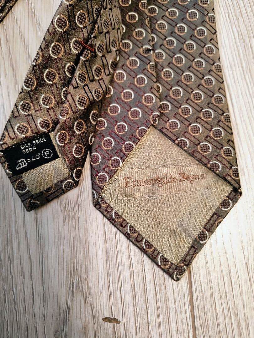 【新品未使用】Ermenegildo Zegna　シルクネクタイ ブロンズ