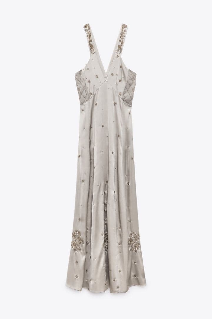 ZARA　刺繍入りサテンワンピース　 LIMITED EDITION　Sサイズ