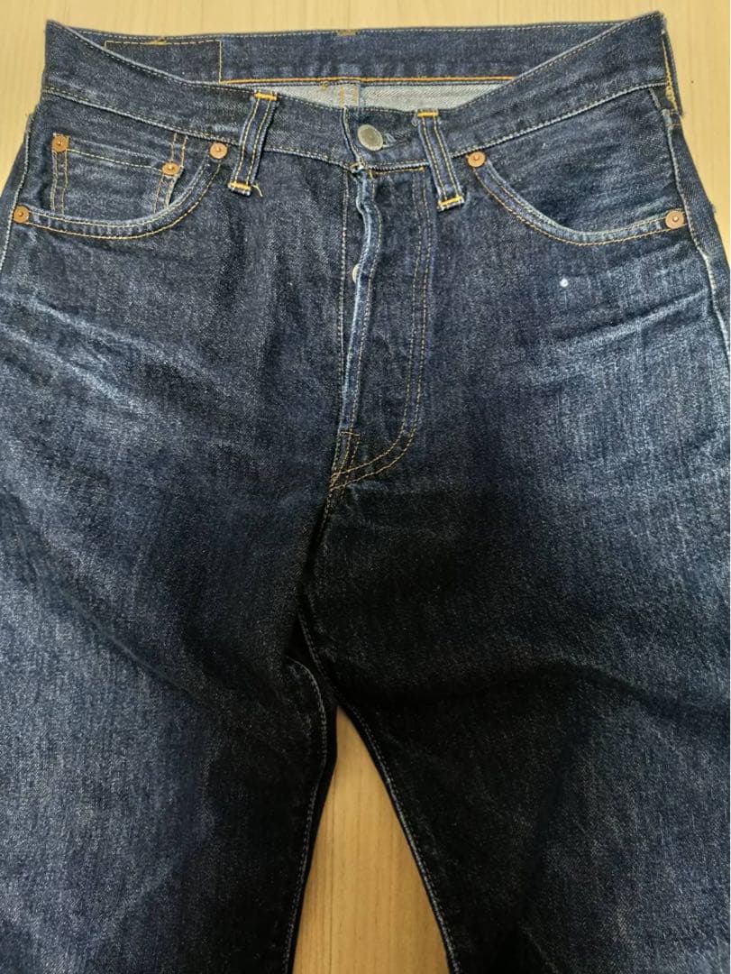 実寸78×75真紺アメリカ製_501XXバレンシア工場_555刻印29×36赤耳