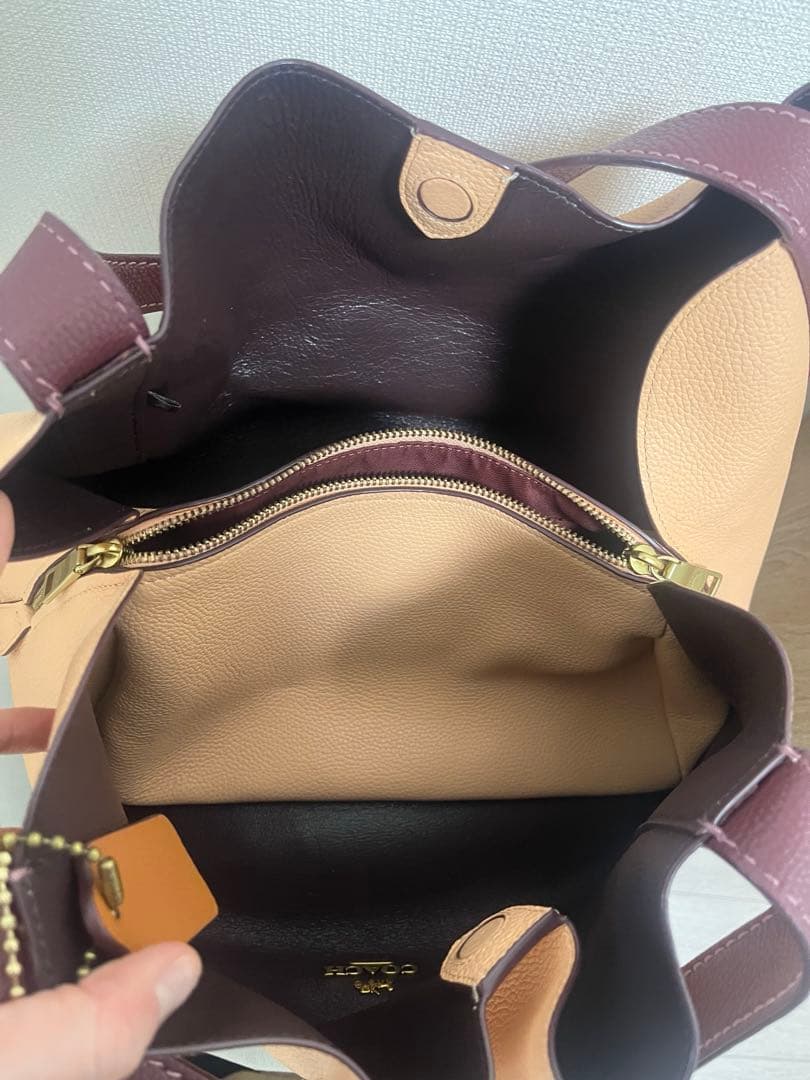 COACH レザー ハンドバッグ ベージュ
