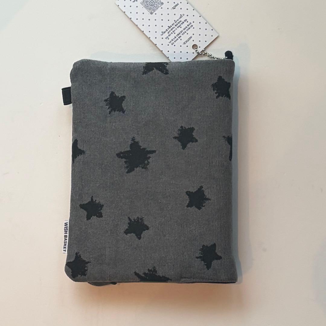 【1点のみ】バインダーカバー　グレー星柄　A6 バインダー付