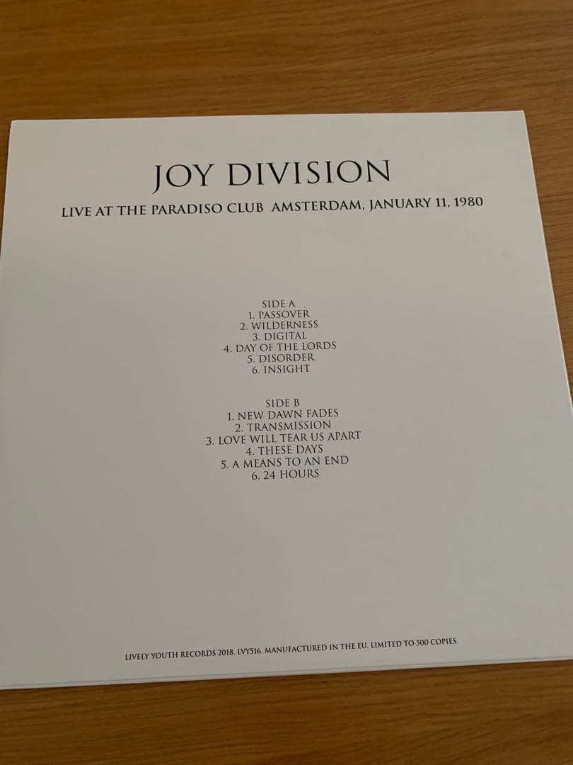 洋楽 JOY DIVISION Live at the Paradiso Club
