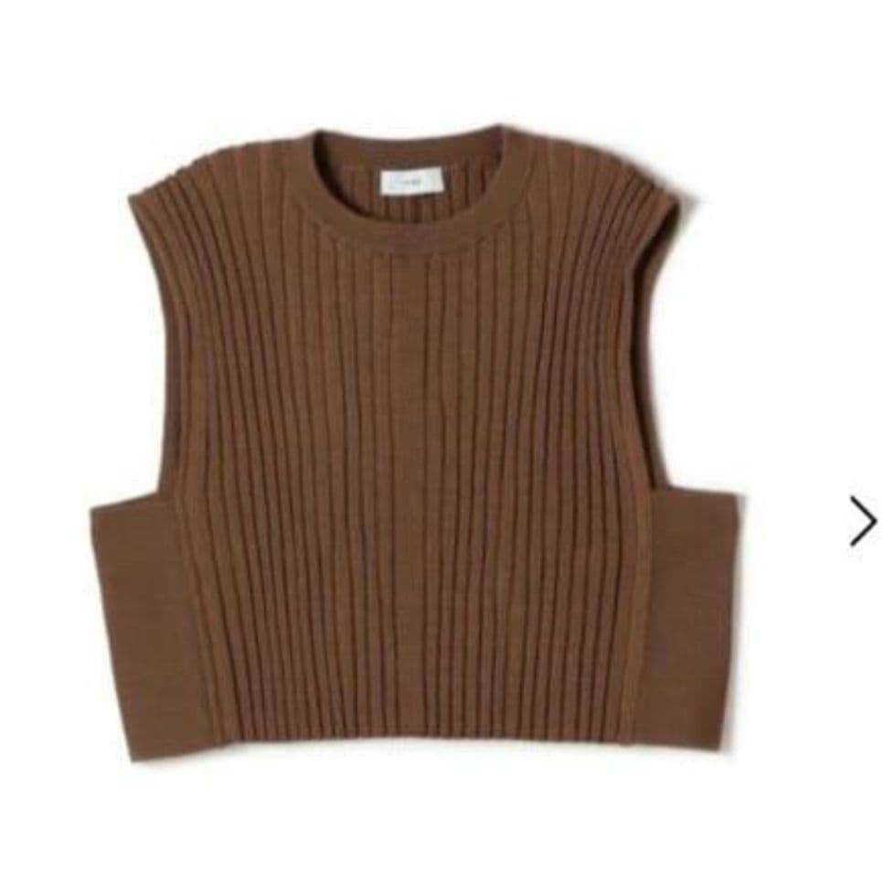 HYKE WIDE RIBBED CROPPED VEST キャメル