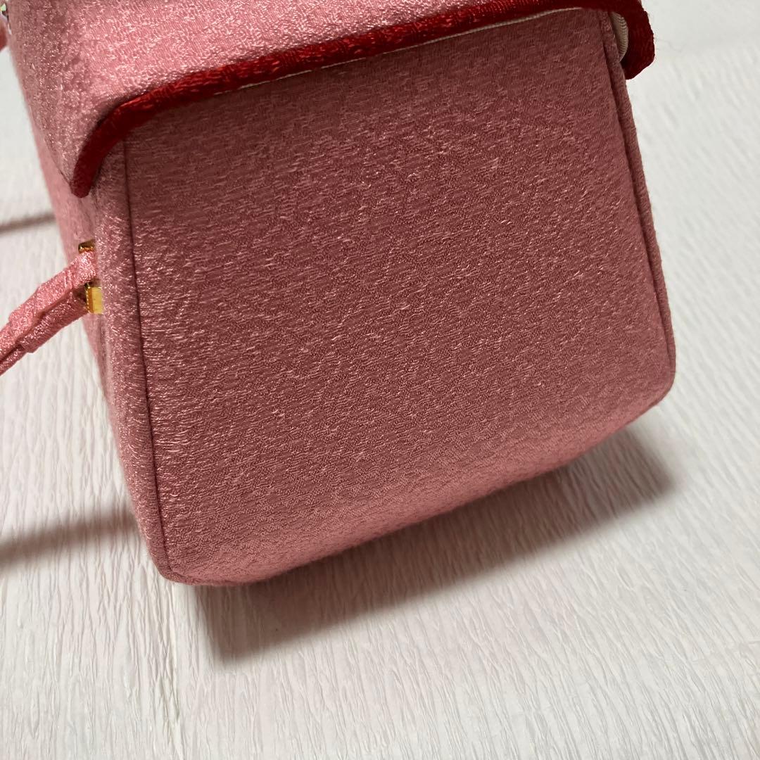 和装バッグ_振袖用ピンクの刺繍
