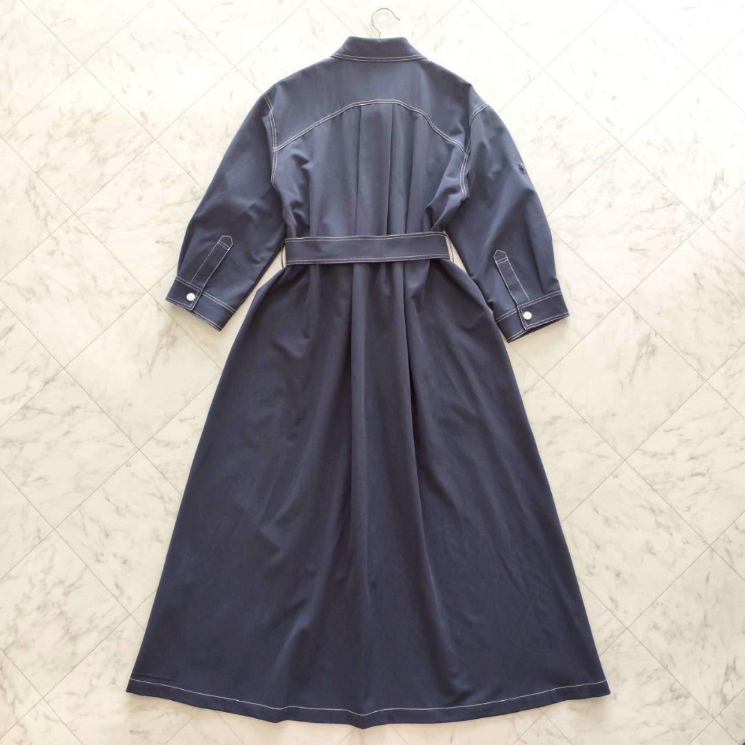 極美品 24SS グレースコンチネンタル 配色ステッチワークシャツワンピース