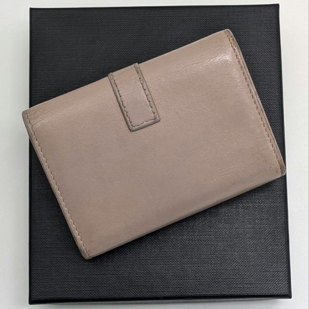 SAINT LAURENT キーケース 6連 YSL金具 ピンクベージュ ロゴ