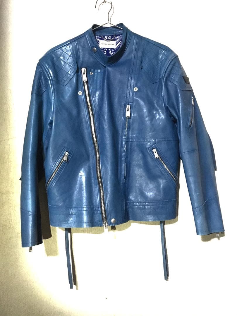 早い者勝ち！FORSOMEONE レザージャケット blue 【数原龍友着用】