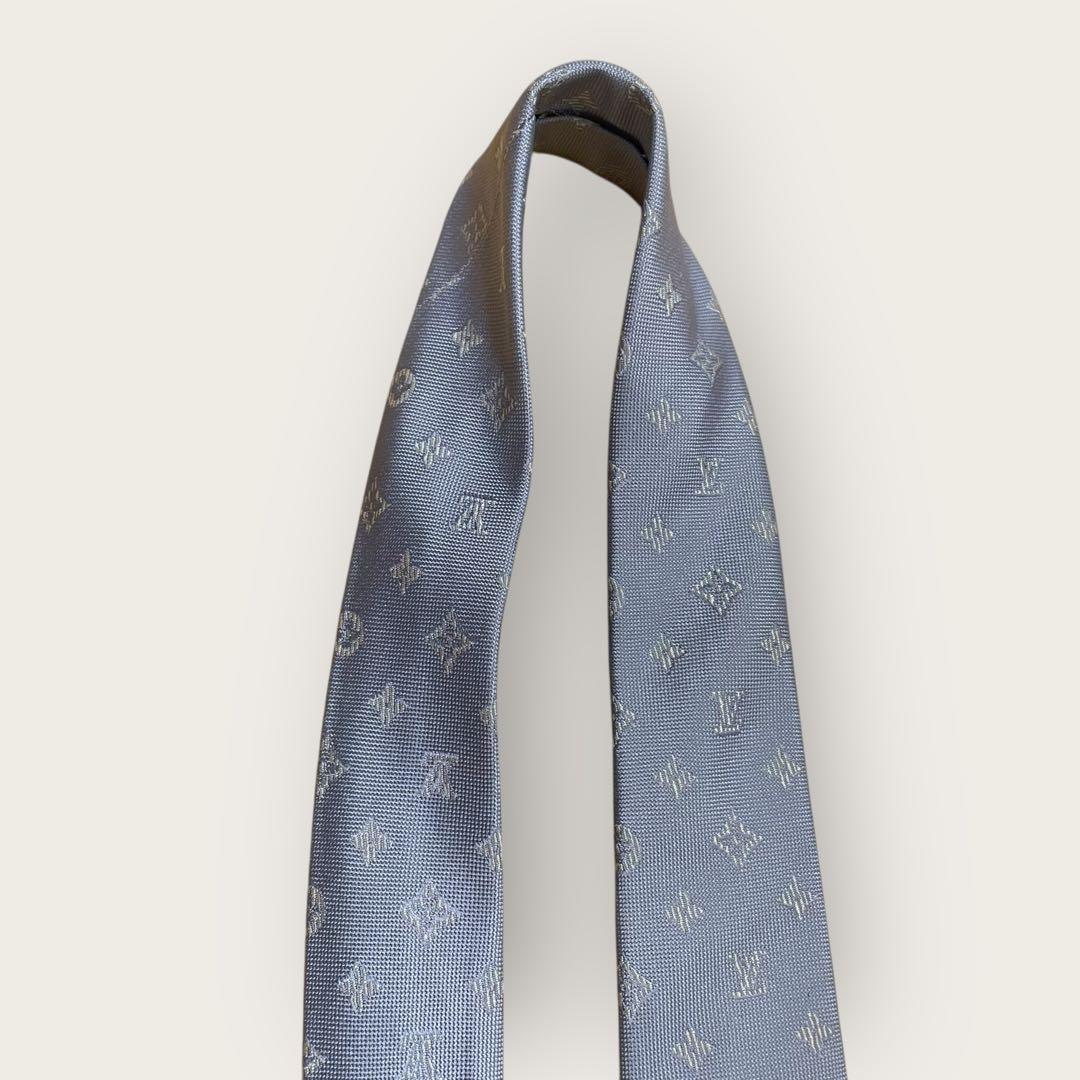 LOUIS VUITTON ルイヴィトン ネクタイ 水色 モノグラム シルク 箱