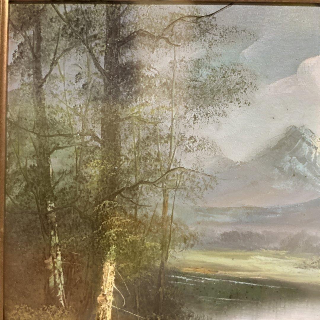 トラさん専用　T.Vcrich 油彩画 風景画　山と湖の風景 F-１０号