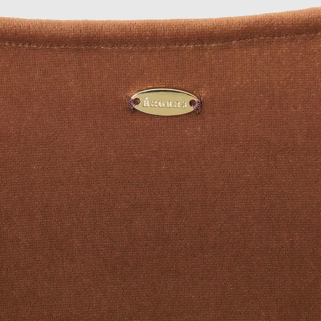【美品】anuans アニュアンス ベロアクロップドカットトップス BROWN