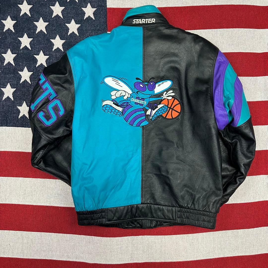激レア 90s NBA STARTER ホーネッツ 襟高 レザージャケット