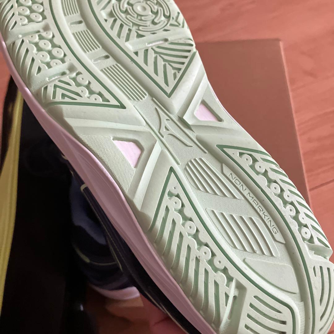 Mizuno バレーボールシューズ 23.5cm ネイビー/ライム