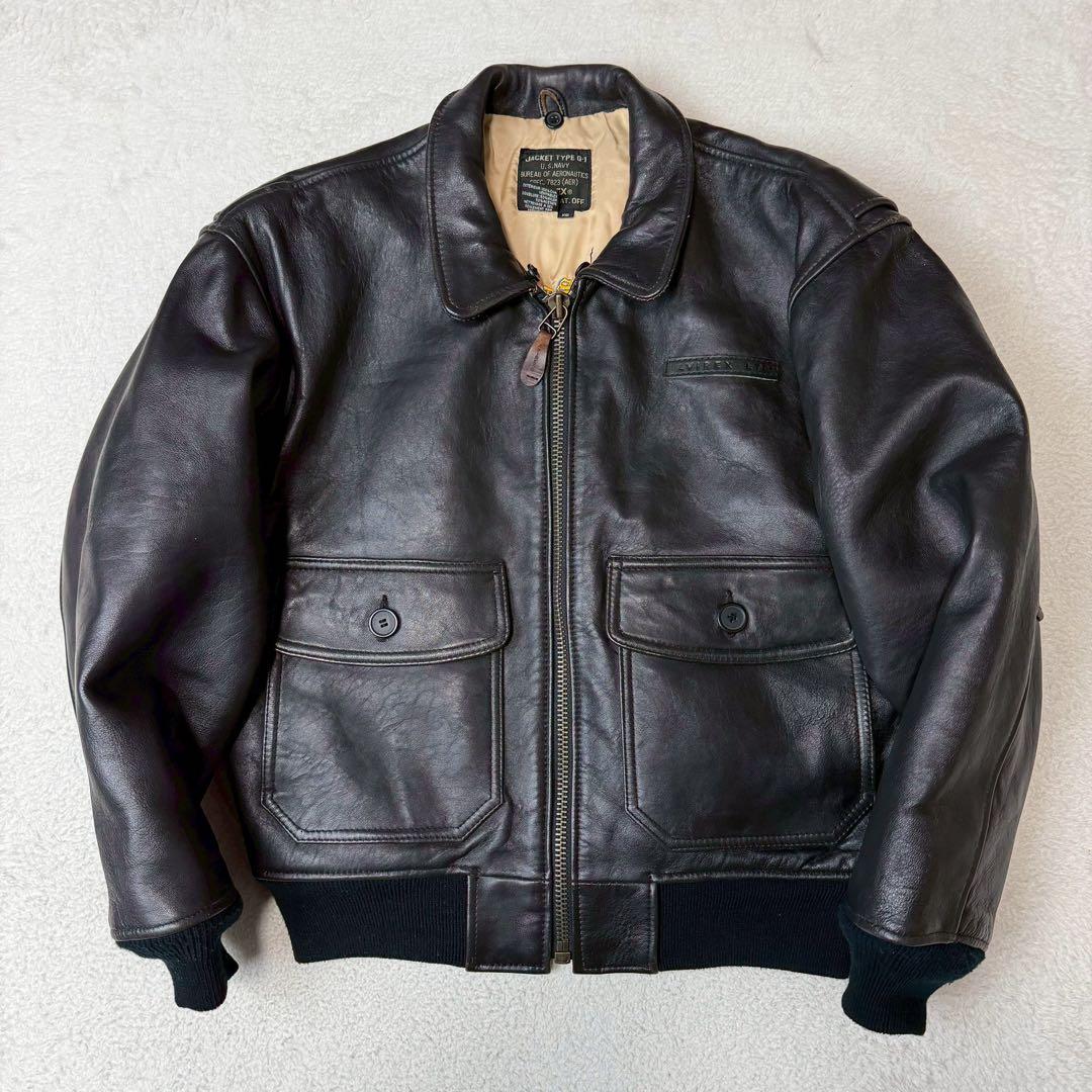美品 90s AVIREX G1 レザージャケット 胸タグ ラムレザー ブラック