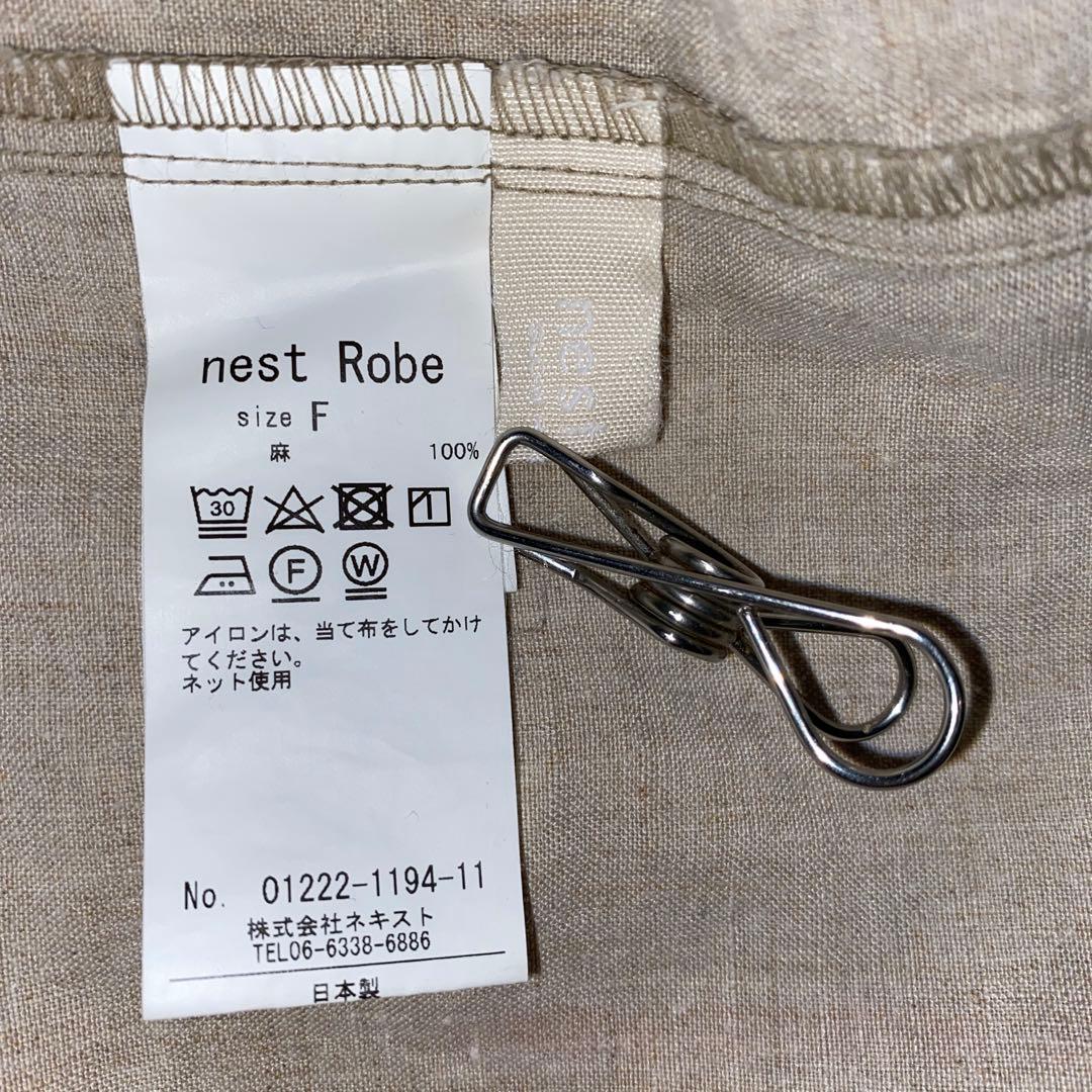 nest Robe ブラックリネンVネックノースリーブワンピース