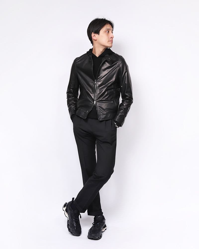 美品　EMMETI \"JURI SP LAMB SKIN\" レザーJKT 48