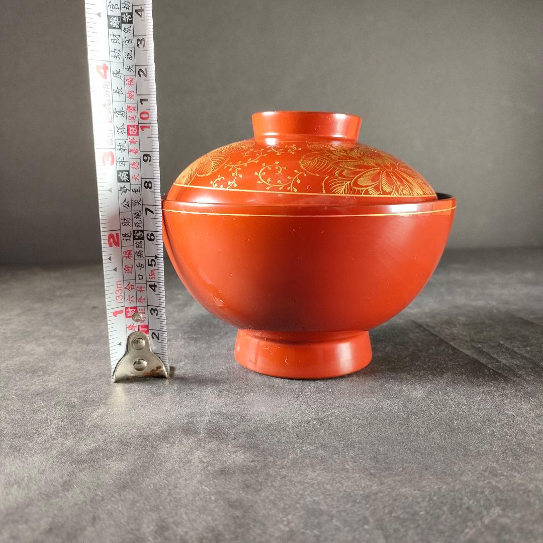 C1-4/輪島塗/五島山謹製/輪島塗吸物椀5客/共箱/汁椀/茶碗/蓋付/懐石料理