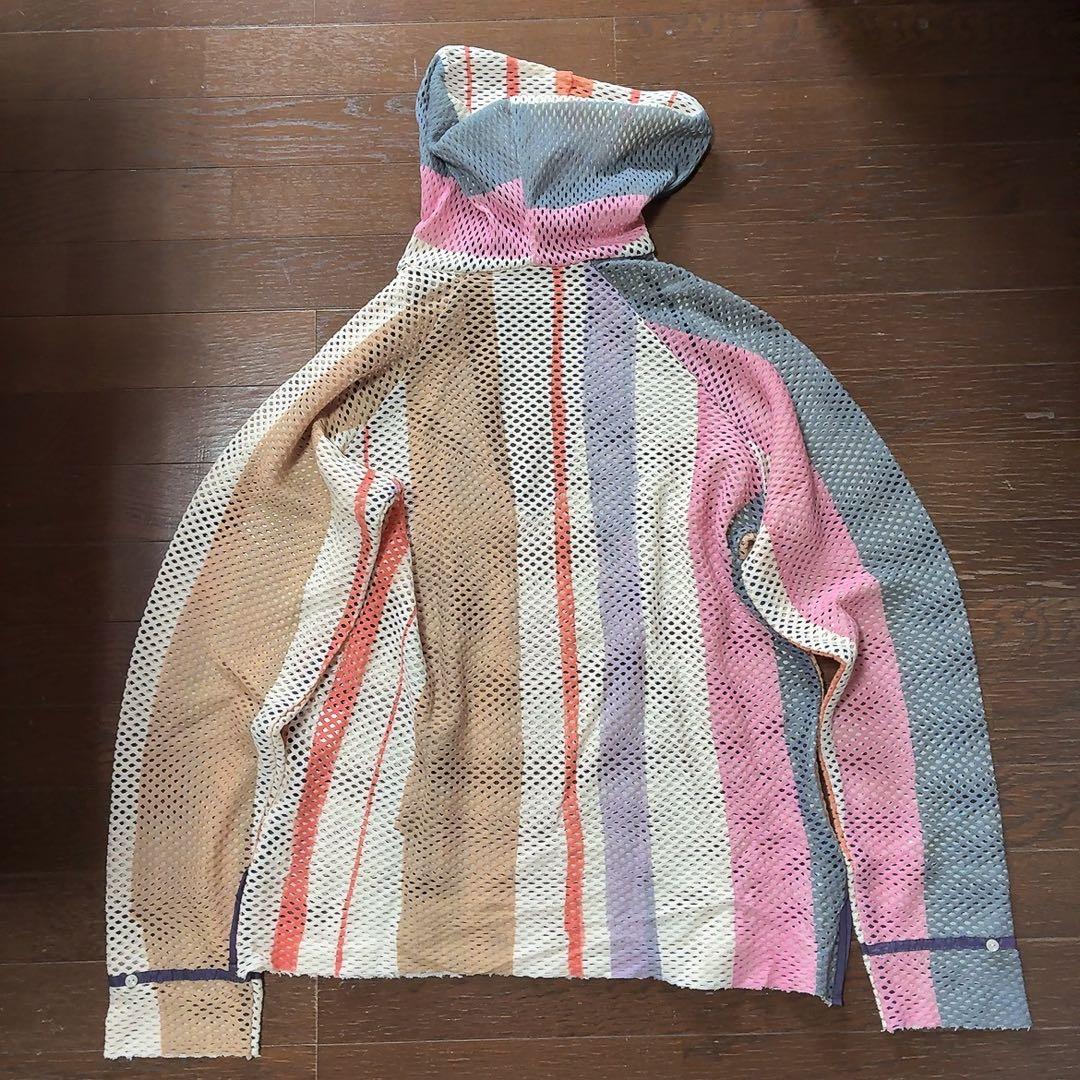 pamm メッシュストライプフードパーカー