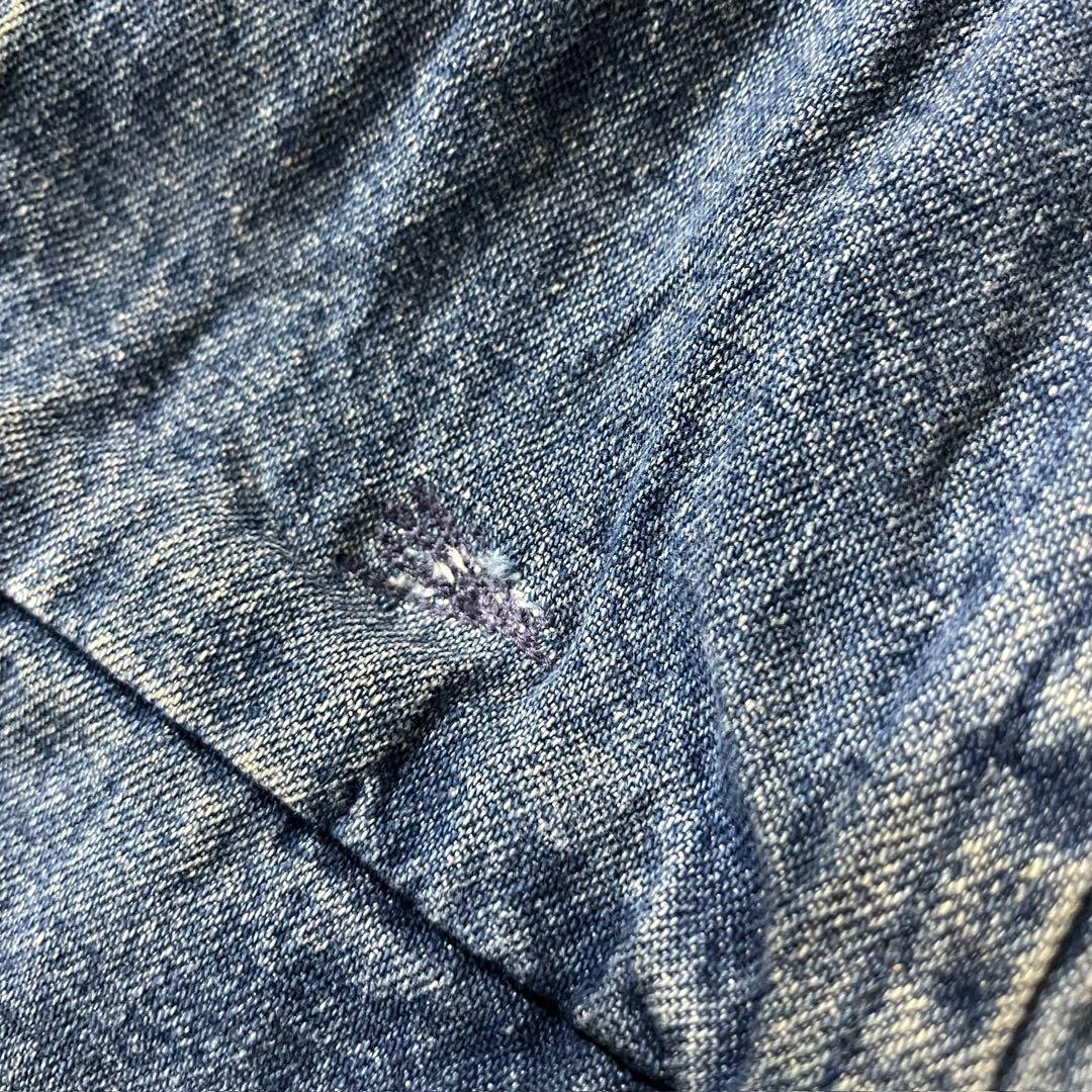 【US輸入古着 希少 デニムジャケット】ゆるだぼ L〜XL ワンポイント刺繍ロゴ