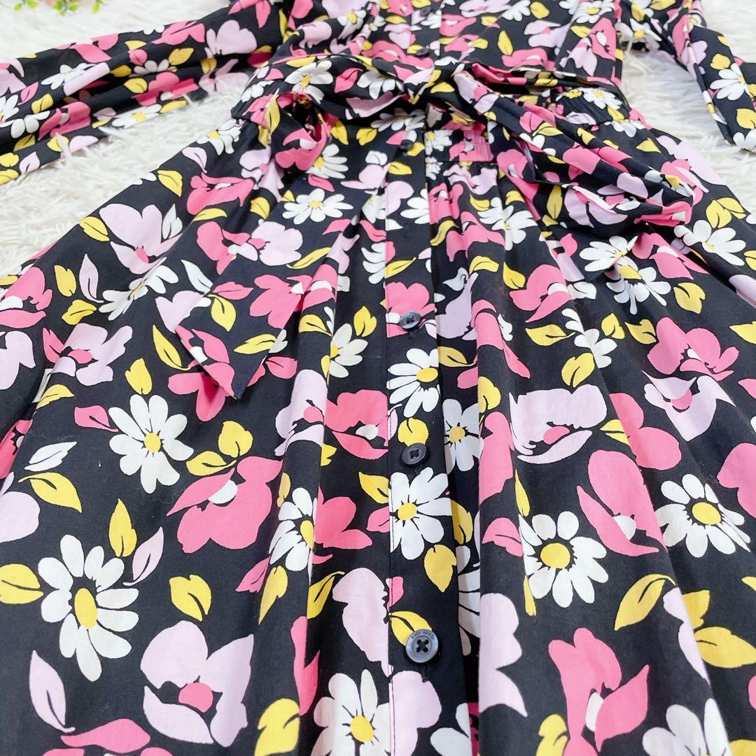 極美品　ケイトスペード　ロング丈シャツワンピース　ベルト付　花柄　デート❤️