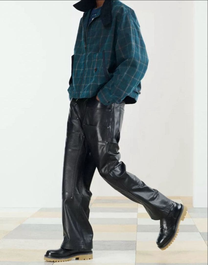 ZARA SRPLS レザー ワークパンツ 42 レザーパンツ　ダブルニー