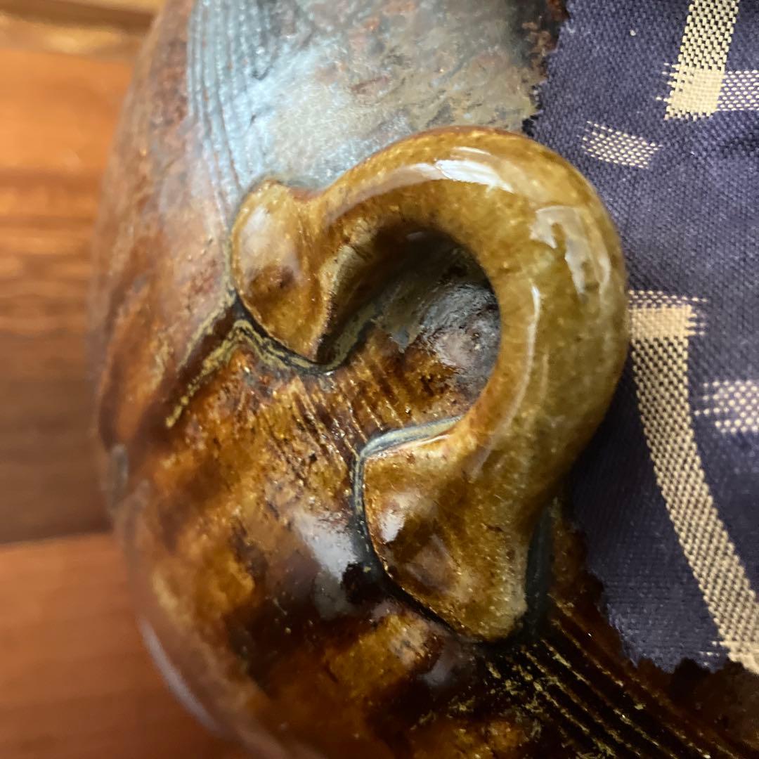 琉球　沖縄　酒壺　酒瓶　酒甕　三升？シリコン栓 泡盛容器　古酒作り　飴釉