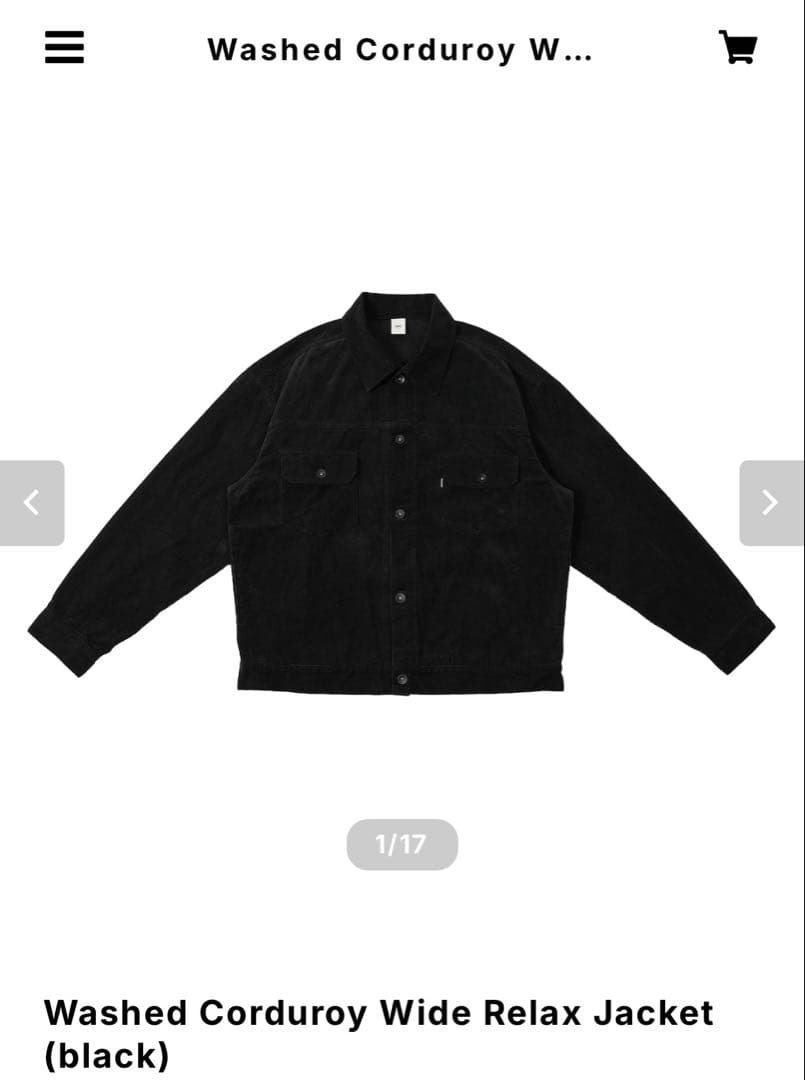 新品OVY Washed Corduroy Wide Relax Jacket