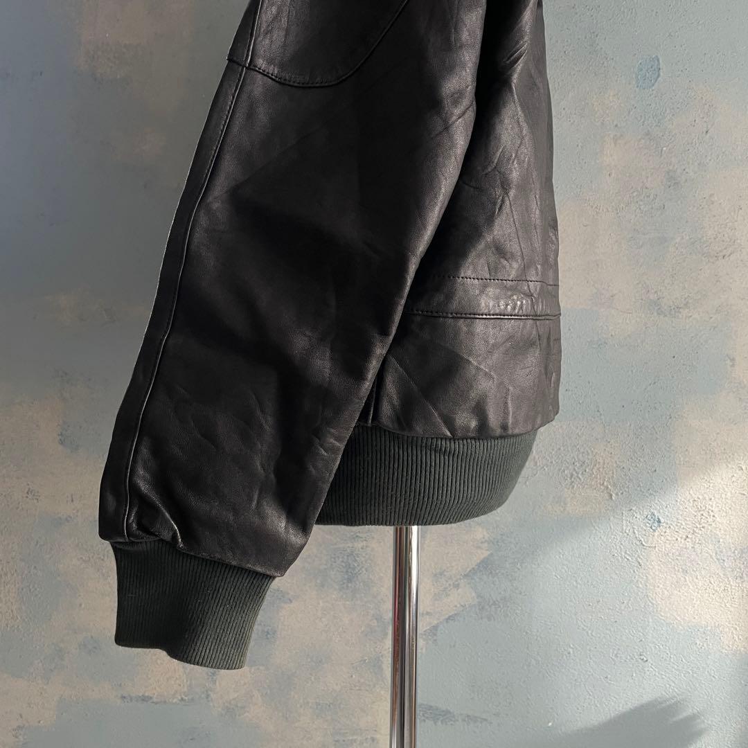 ジャケット・アウター Vintage MIT leather ribbed hooded jacket
