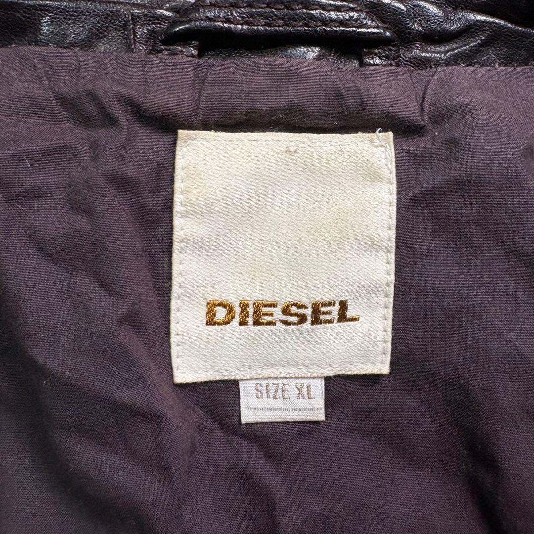 DIESEL レザージャケット　羊革　ラムレザー　オールレザー　バイカー　XL