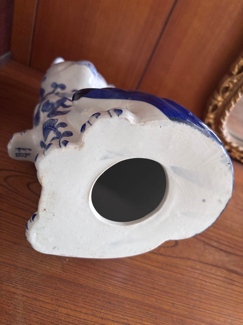 伊万里焼　花柄招き猫　一対
