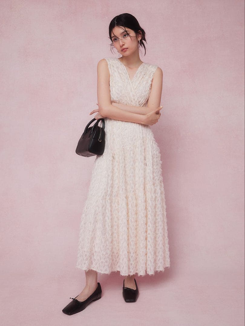 FRAY I.D フリンジジャガードカシュクールワンピース