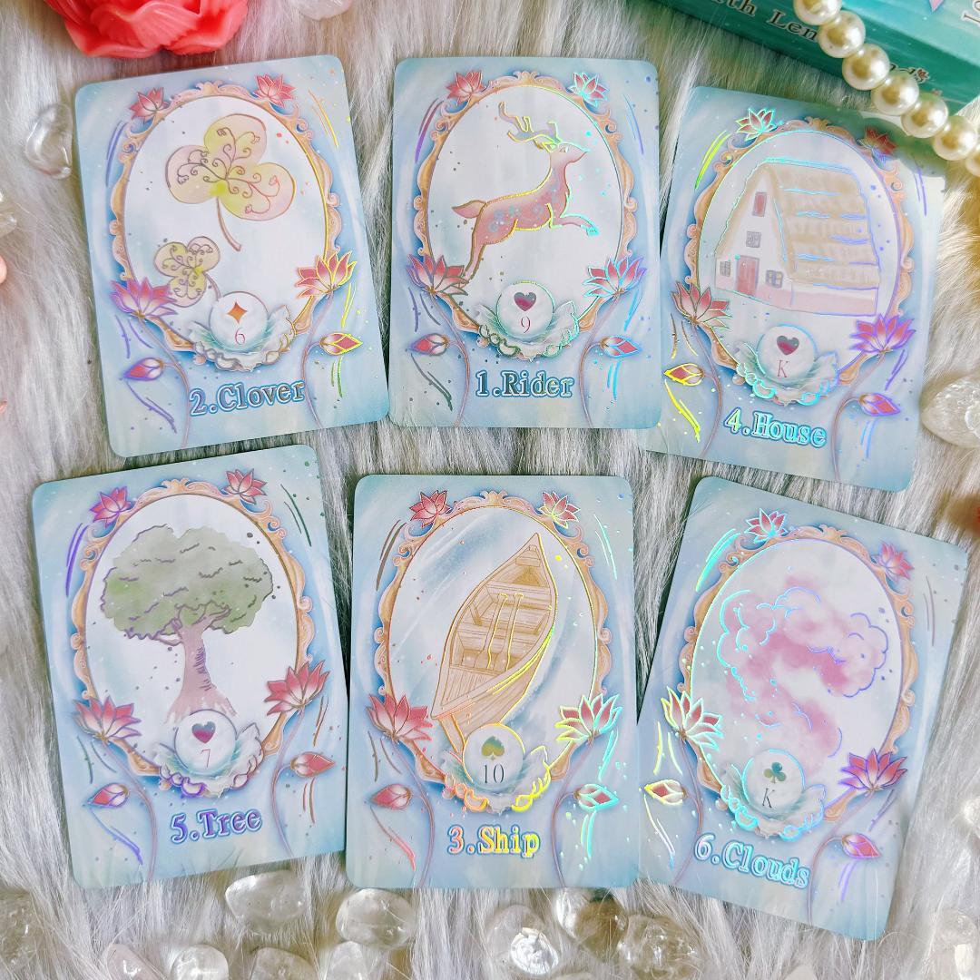 【正規品ルノルマンカード】レア✨クリスタルのような色＆虹色箔押し✨蓮のルノルマン