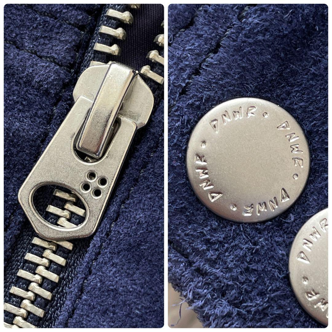 希少 美品 ZARA 本革 スプリットスエードレザージャケット ネイビーブルー