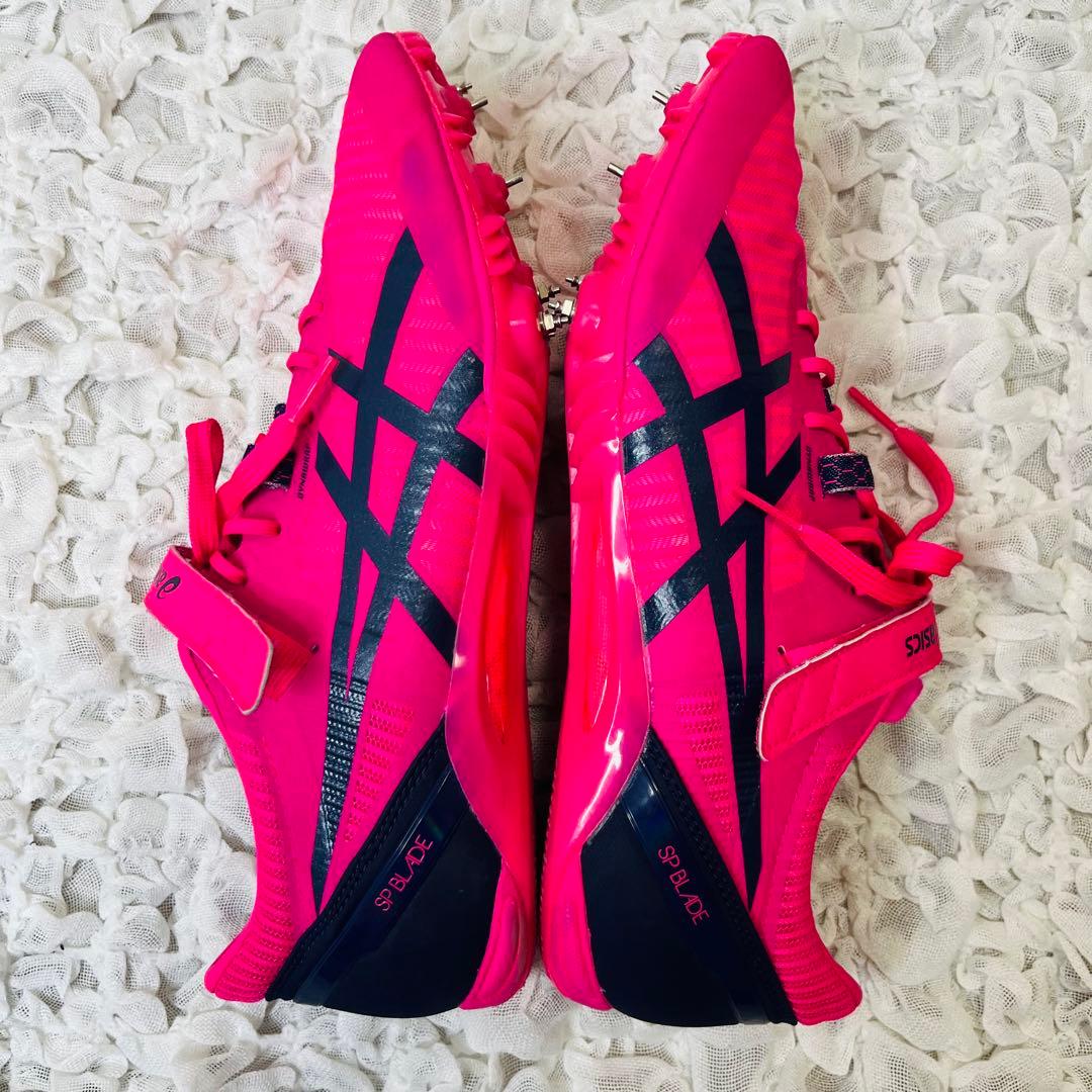 アシックスASICS陸上スパイク 28㎝ピンク蛍光 短距離ハイパースプリント軽量