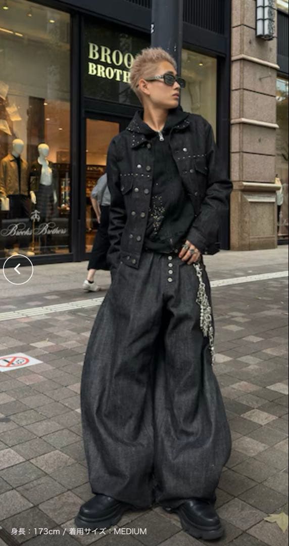 ANDER HUNK スタッズ付きデニムジャケット 黒