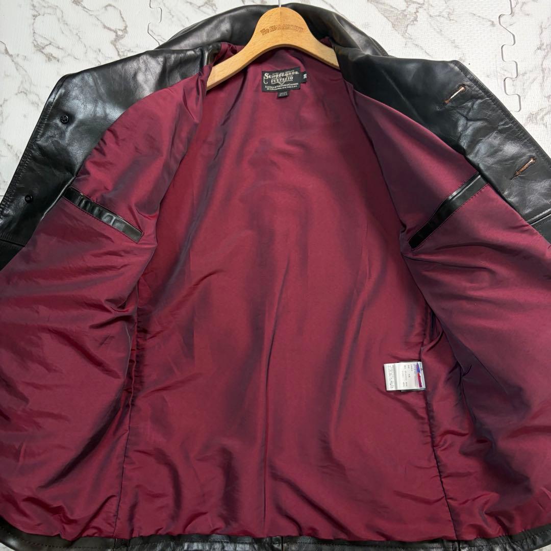 た*う様 極美品✨ Schott 632US カーコート 牛革 黒 赤 光沢 3