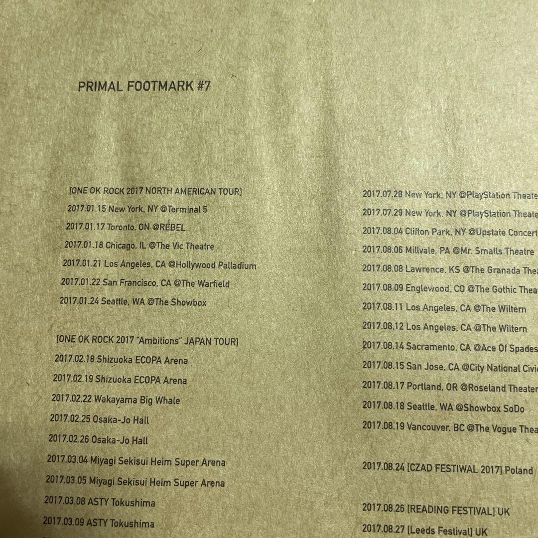 ♦️♦️♦️♦️ONE OK ROCK PRIMAL FOOTMARK♦️♦️♦️♦️五冊セット