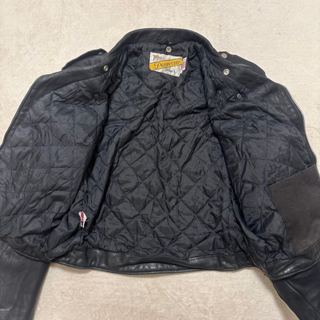 は*ち様 米国製⭐️Schott 618 ライダースジャケット レザー キルティ