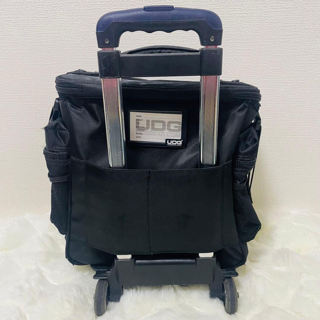 UDGレコードバッグ キャリーカート内蔵 Black インナーOrenge