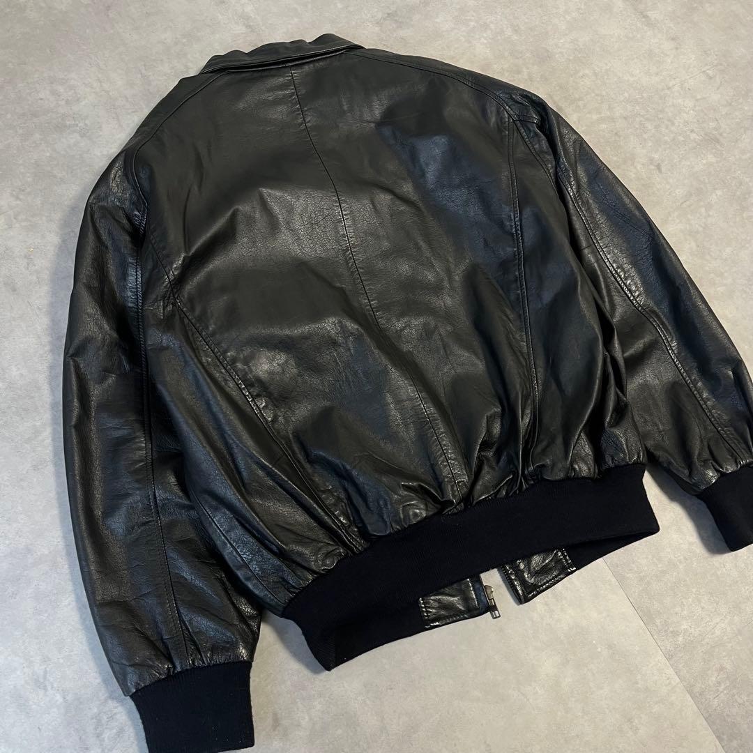 レザージャケット　a-2 革ジャン　LUAU 90s古着　本革　ブラック　短丈