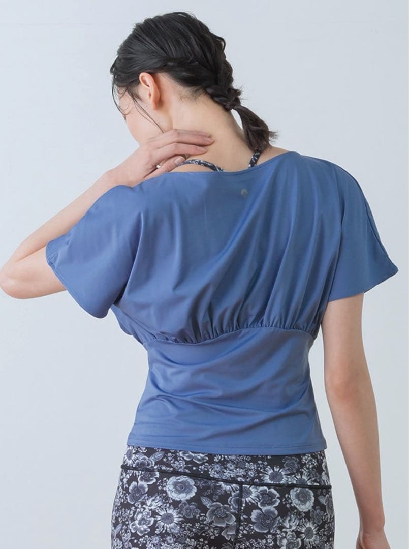 【新品】SACRA ブルー フレンチスリーブ ヨガウェア