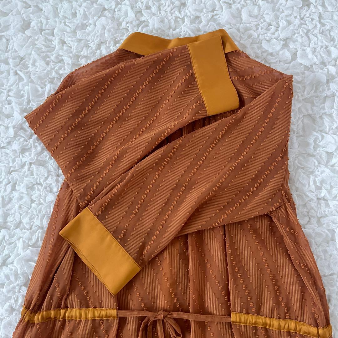 ラブレス　撥水シアーシャツドレス　ロングシャツワンピース　2way 七分袖　S